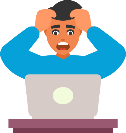 Worried Man with Faulty Laptop