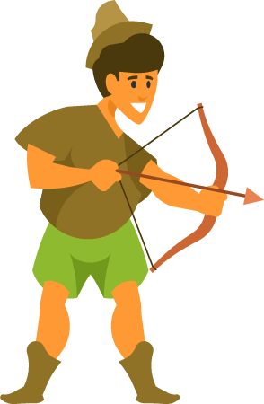 Young Archer in Action with Bow