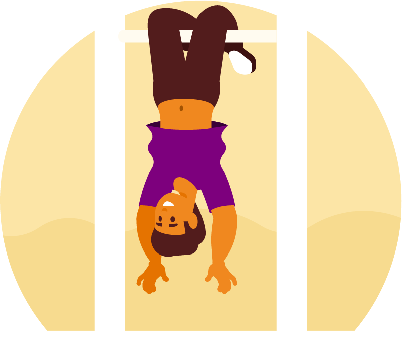 Young Athlete Hanging on Horizontal Bar