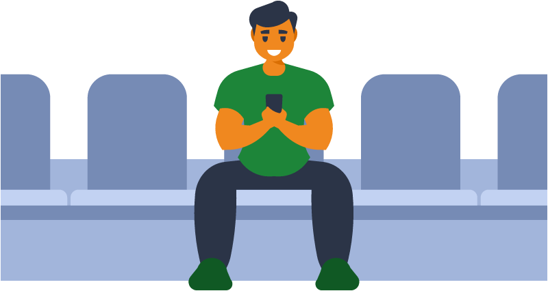Young Man Browsing Phone in Subway