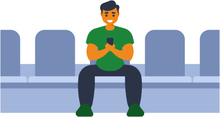 Young Man Browsing Phone in Subway