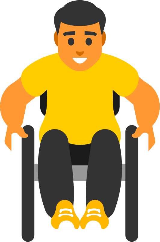 Young Man in Wheelchair Rolling Forward