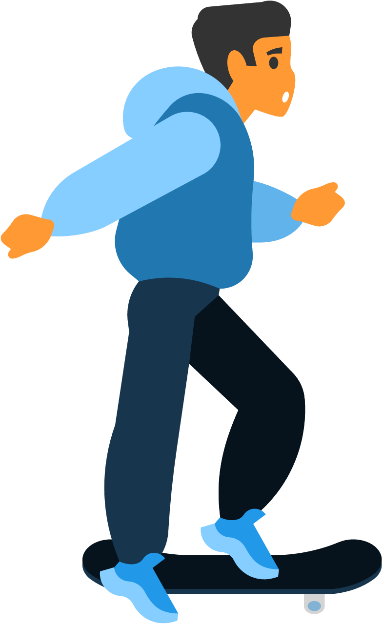 Young Man Skateboarding in Casual Hoodie