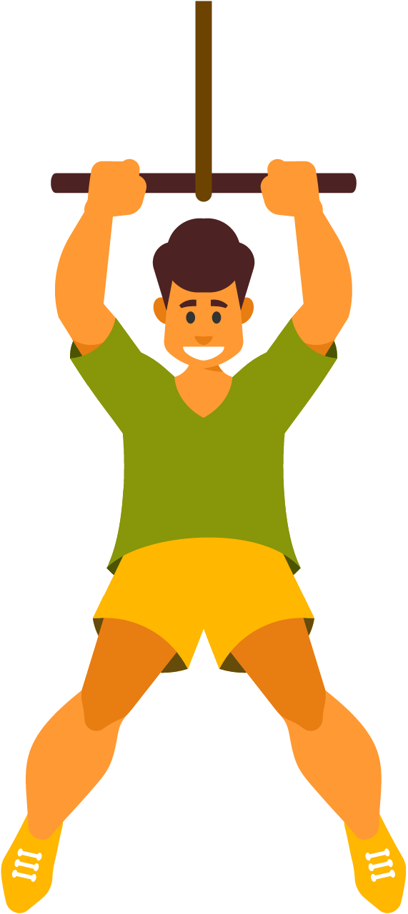 Young Man Swinging Joyfully on Rope