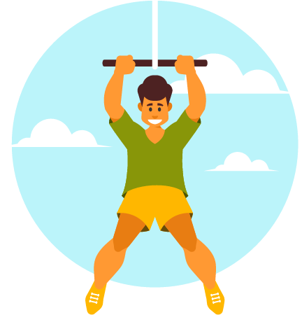 Young Man Swinging Joyfully on Rope