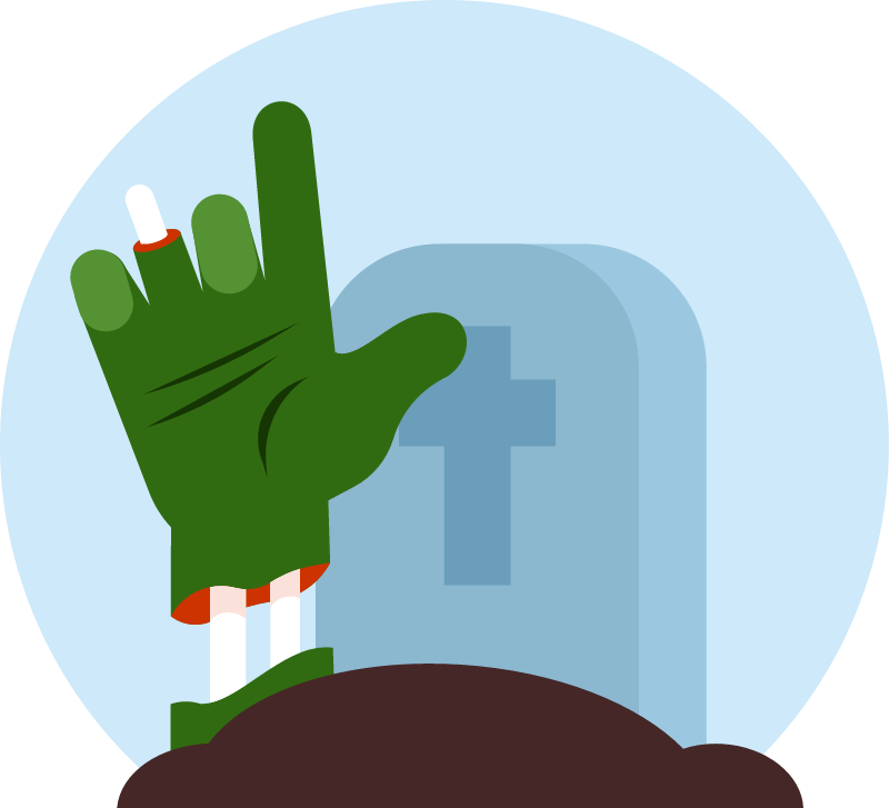 Zombie Hand Emerging from Grave Soil