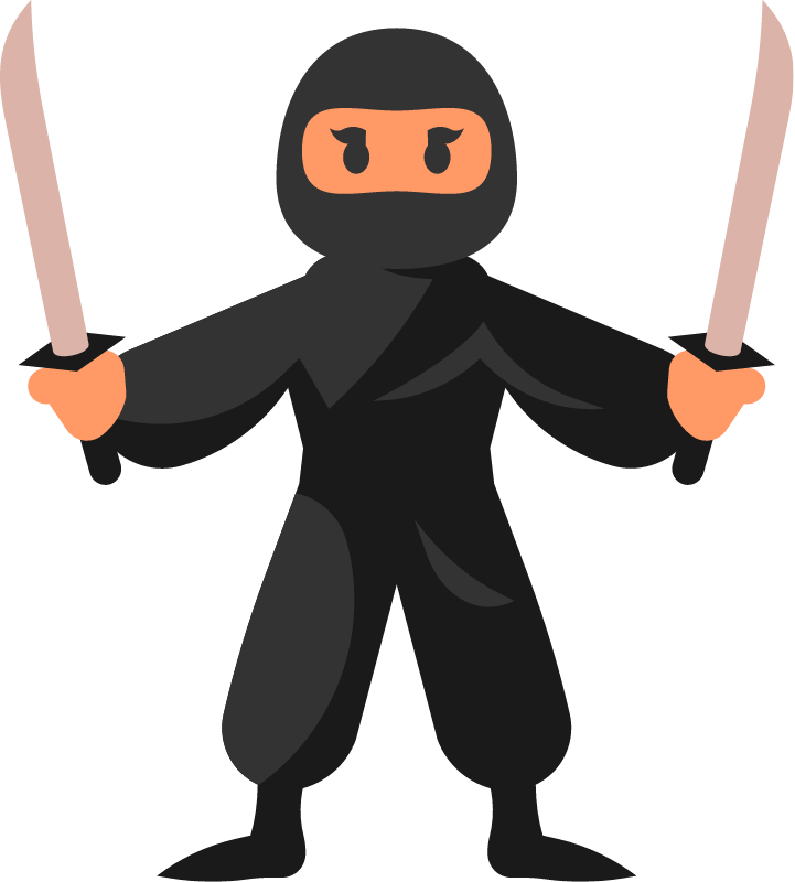 Cartoon Ninja Warrior Armed with Dual Swords