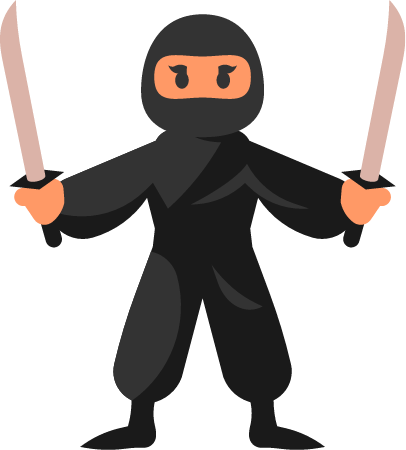 Cartoon Ninja Warrior Armed with Dual Swords