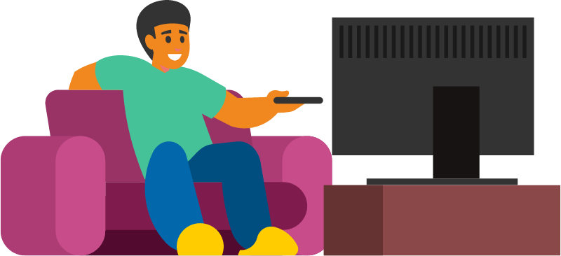 Man Seated in an Armchair Watching TV