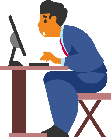 Man Sitting by Computer Desk for Tasks