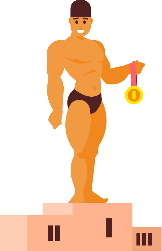Victorious Swimmer on Podium