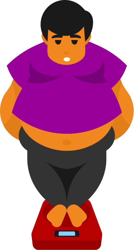 Worried Obese Man Checking Weight