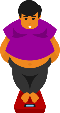 Worried Obese Man Checking Weight
