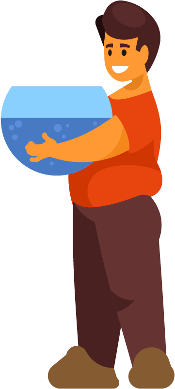 Boy Holding Fishbowl Aquarium 