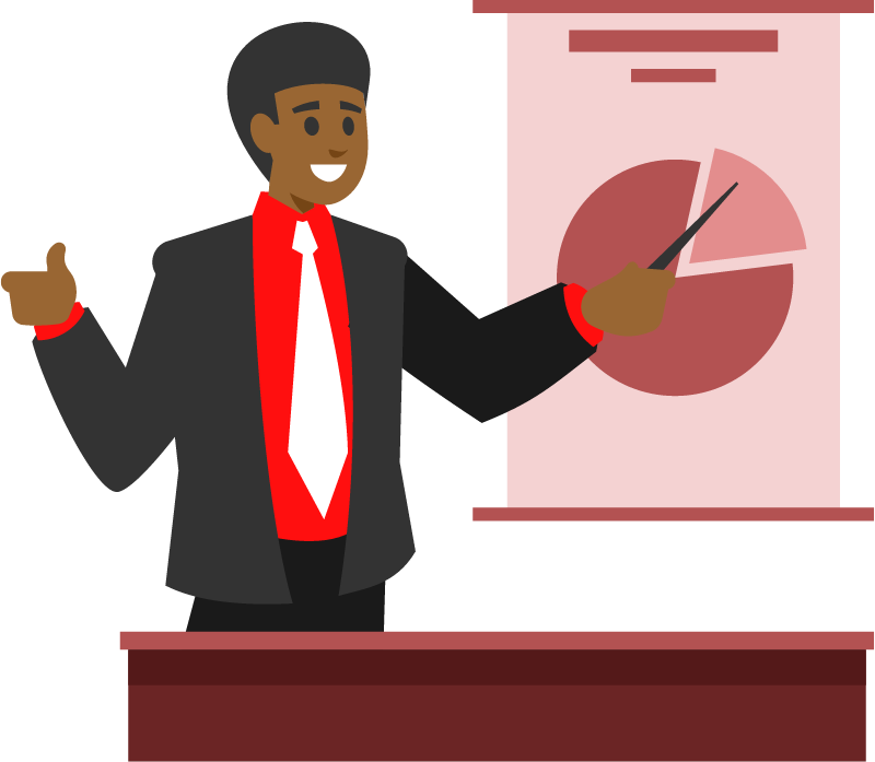 Businessman Explaining Charts with Confidence