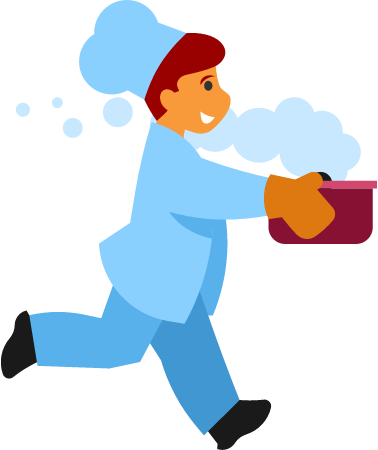 Chef Running with Hot Pot