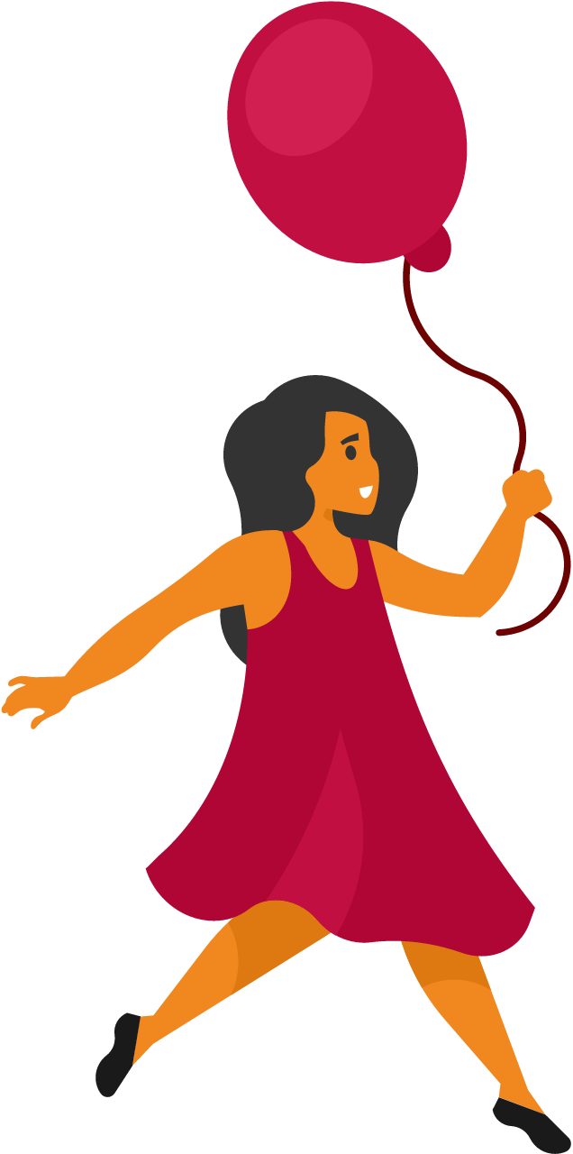 Girl Holding a Balloon Joyfully