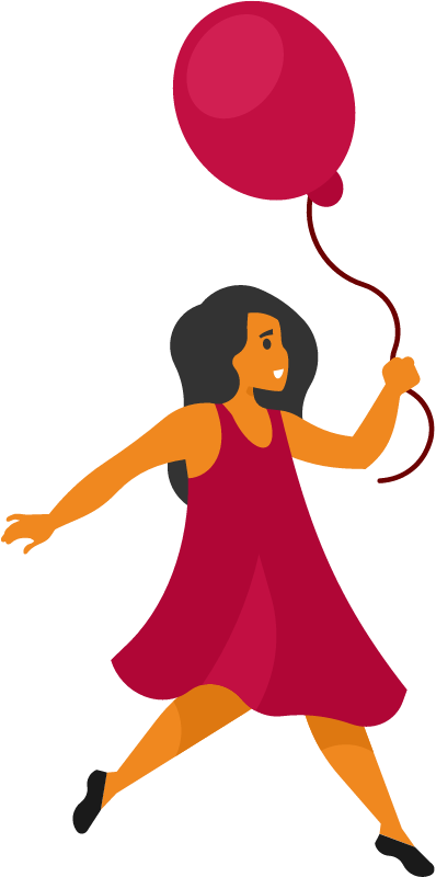 Girl Holding a Balloon Joyfully
