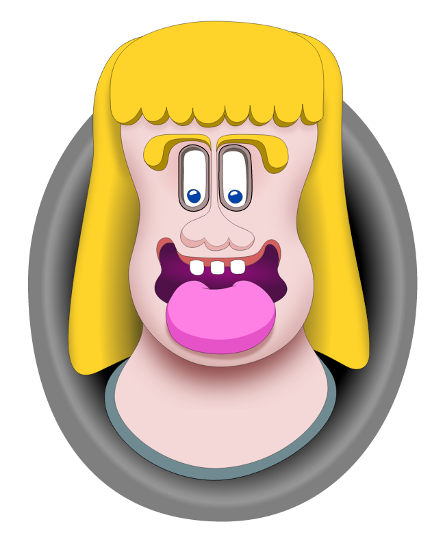 3D Blonde Woman with Big Tongue