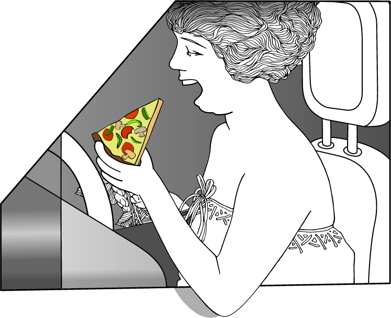 Lady with Roses - Pizza Drive-In