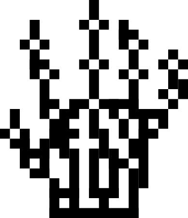 Pixel robot hand simulating touch gestures