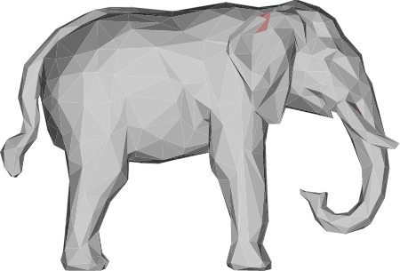 3D Elephant Low Poly Profile