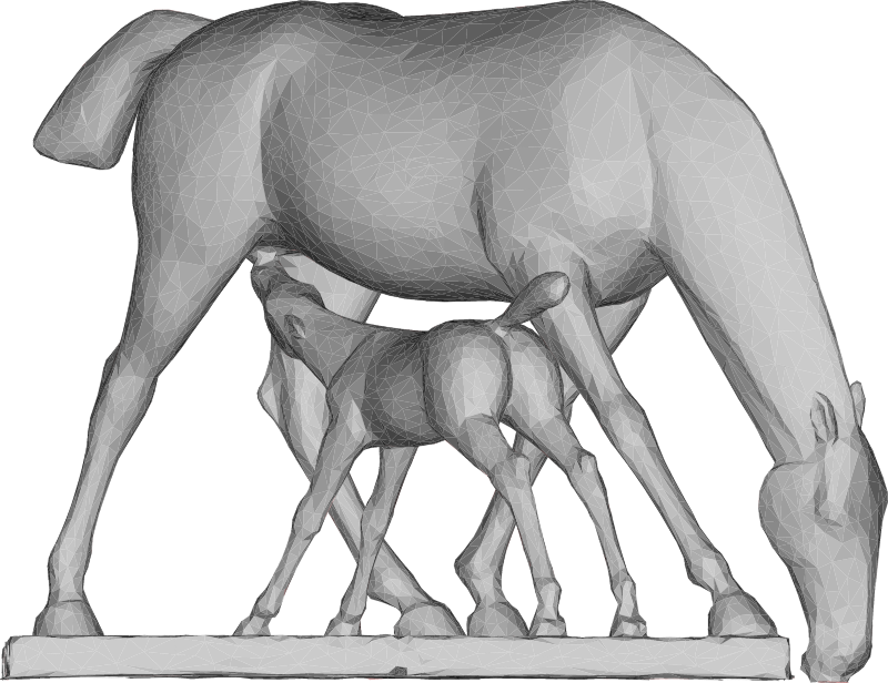 3D Mare and Foal Sculpture
