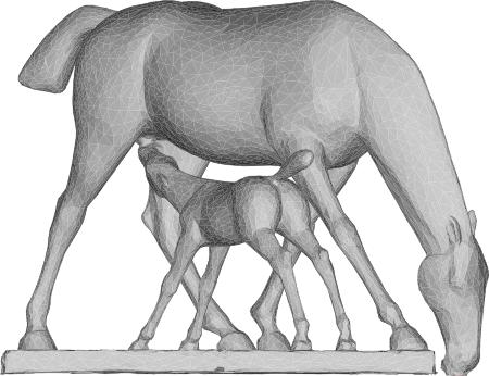 3D Mare and Foal Sculpture