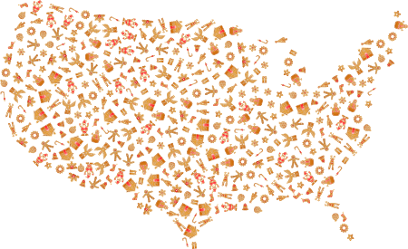 Christmas Gingerbread USA Map
