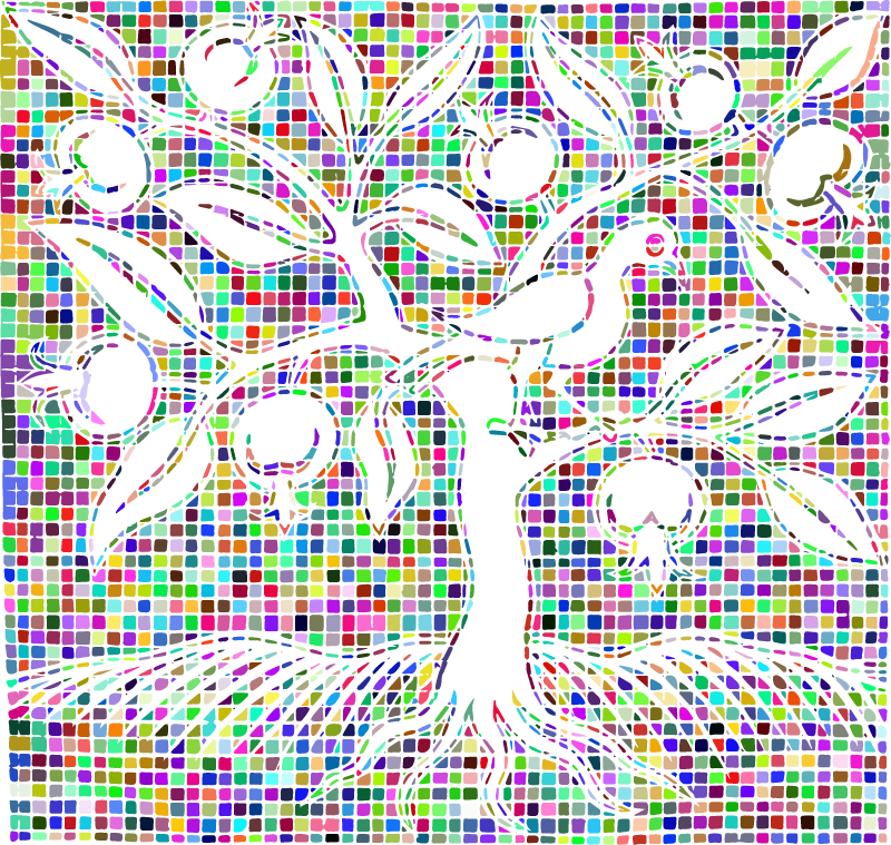 Colorful Bird in Tree Mosaic