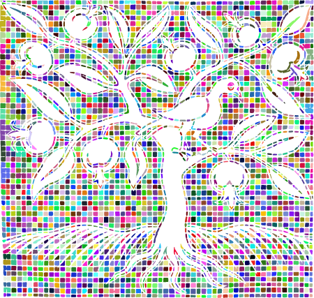 Colorful Bird in Tree Mosaic