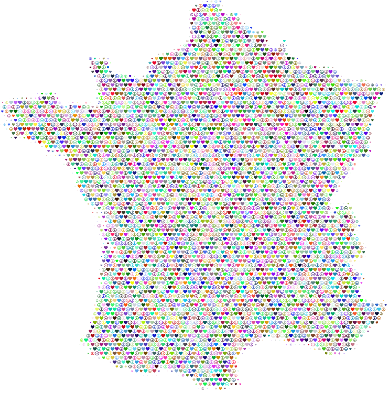 Colorful France Love & Peace Map