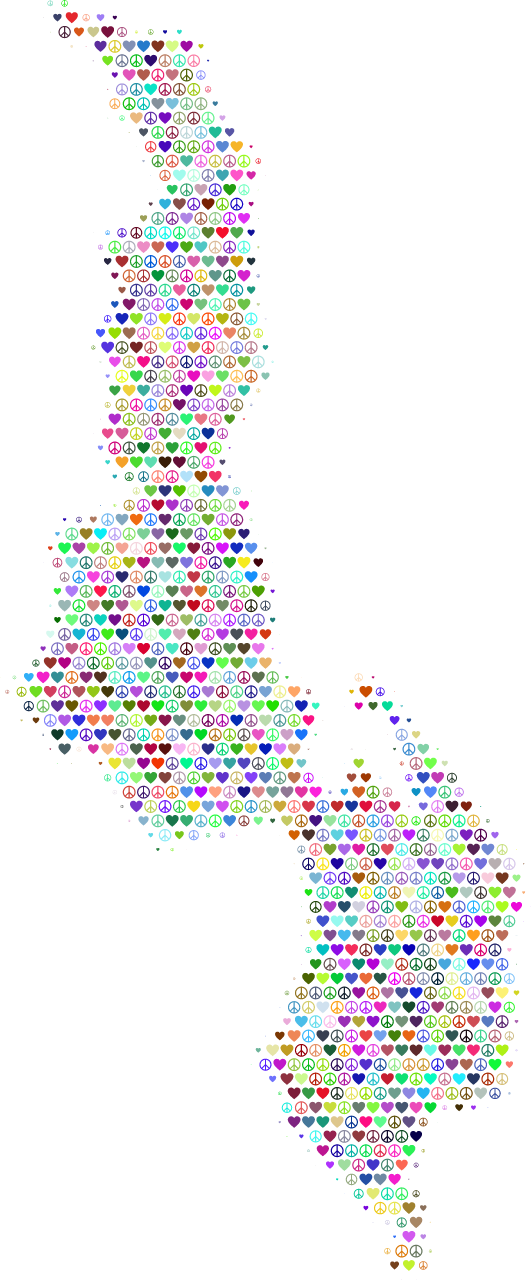 Colorful Malawi Love & Peace Map