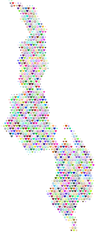 Colorful Malawi Love & Peace Map