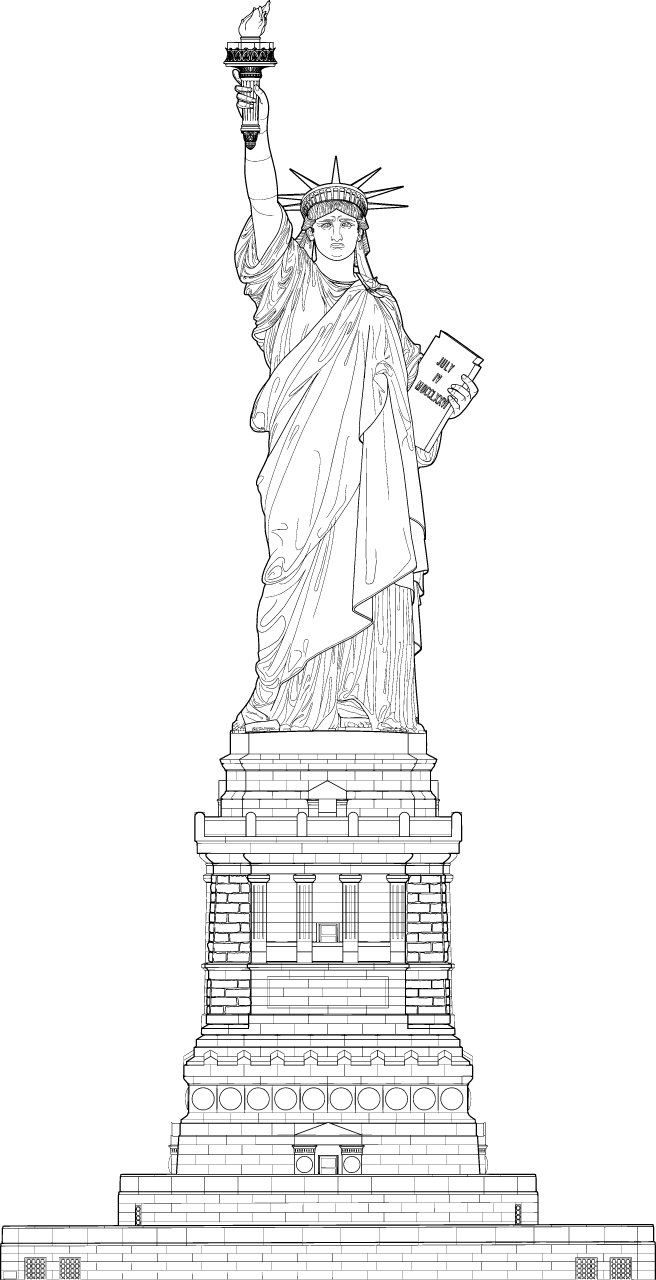 Detailed Line Art: Statue of Liberty