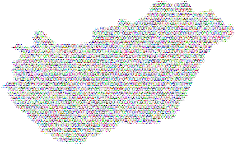 Hungary Love & Peace Colorful Map