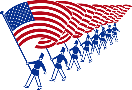 Men Waving U.S. Flag