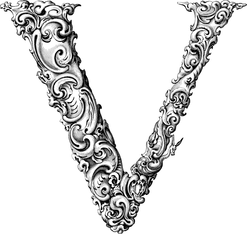 Ornate Flourished Letter V