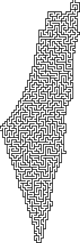 Palestine Map in Maze Style