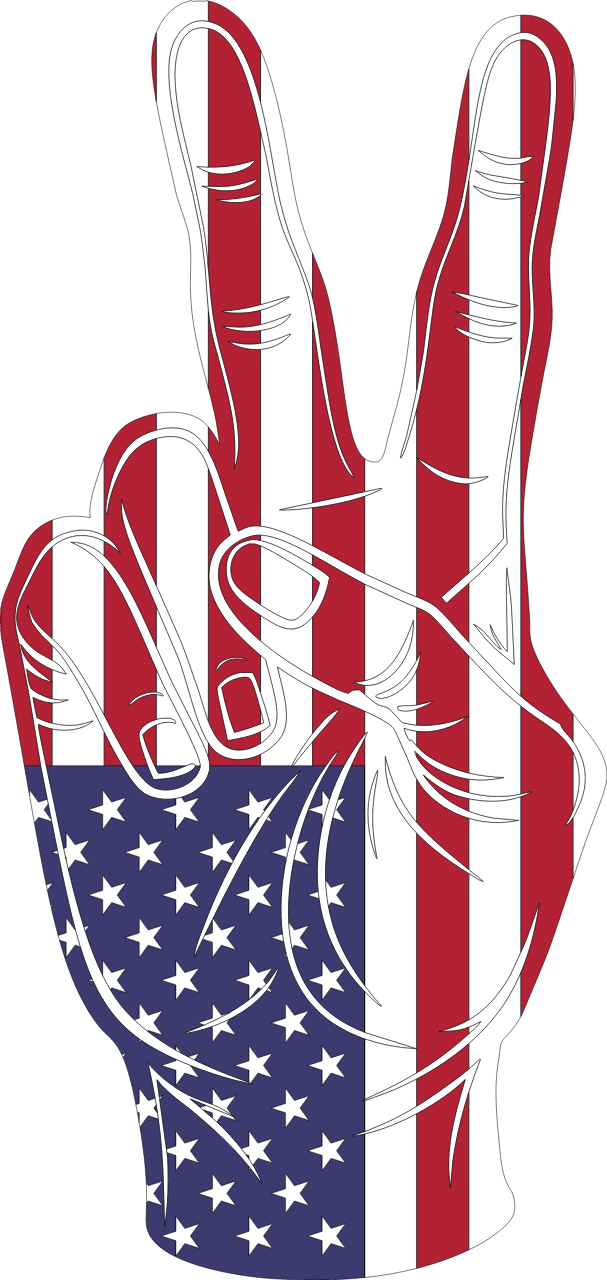 Peace Hand With American Flag