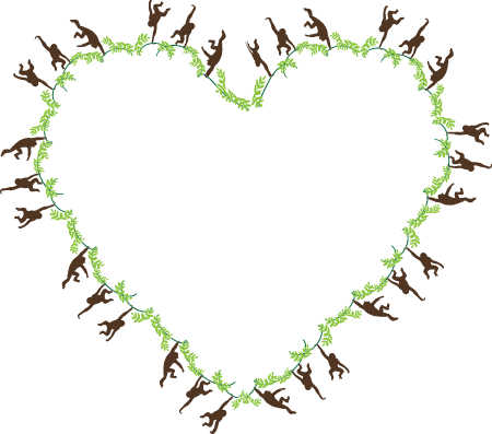 Playful Monkeys Heart Frame