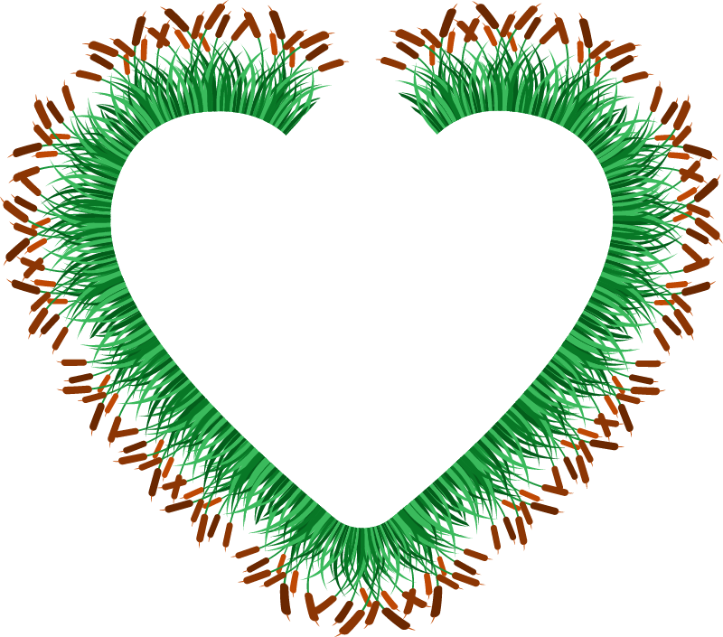 Romantic Grass & Heart Frame
