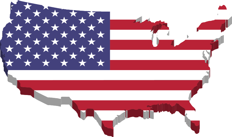 USA Flag Perspective Map