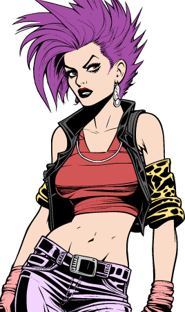 80s Punk Girl with Purple Hair