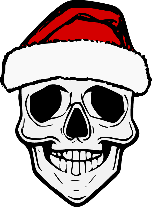 Creepy Skull Wearing a Santa Hat