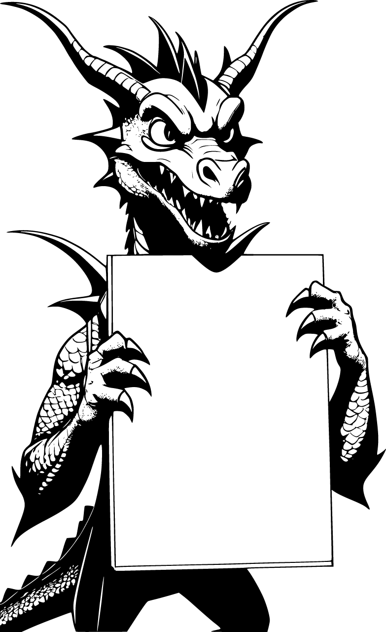 Dragon with Blank Sign