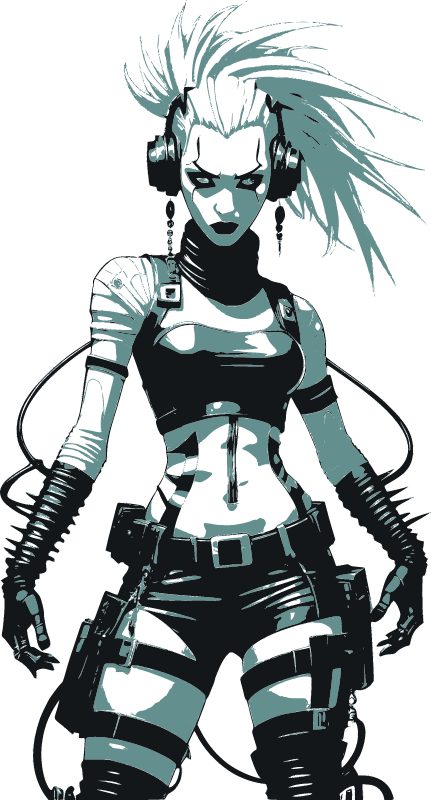 Edgy Cybergoth with Headphones & Neon Accents