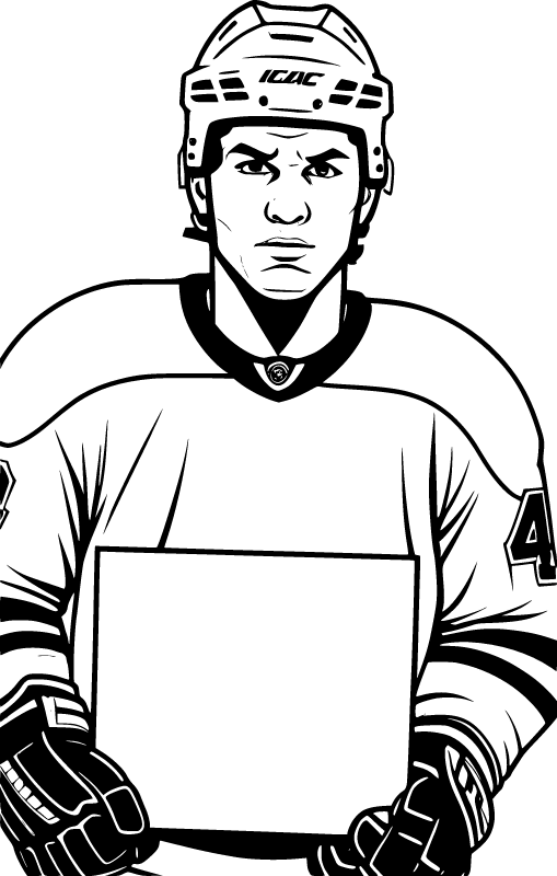 Hockey Player with Blank Sign