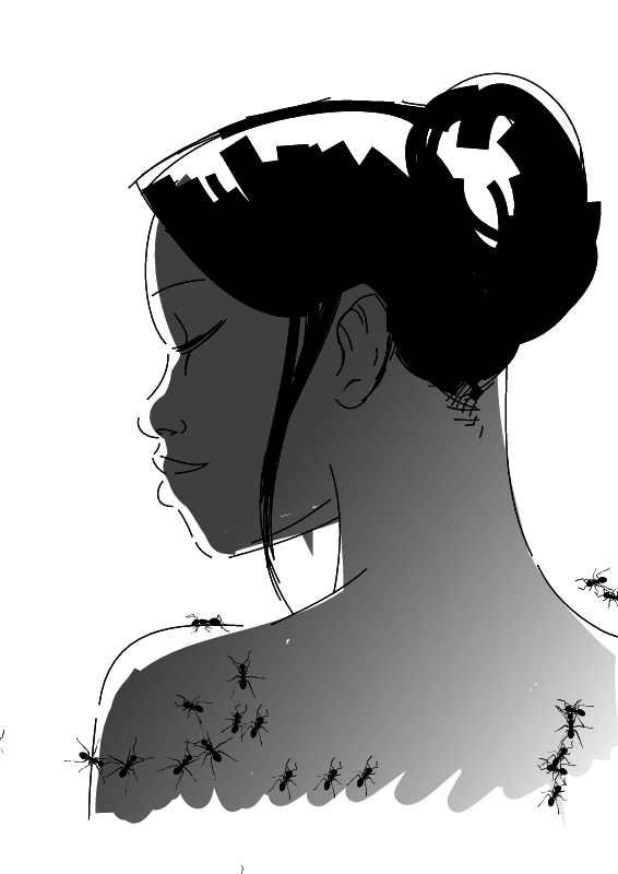 Minimalist Grouillant Ink Sketch