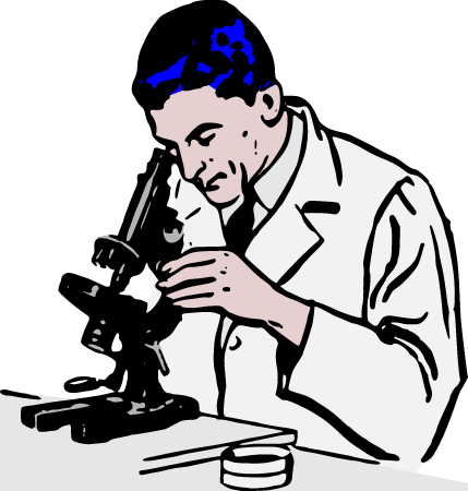 Retro Scientist Using Microscope